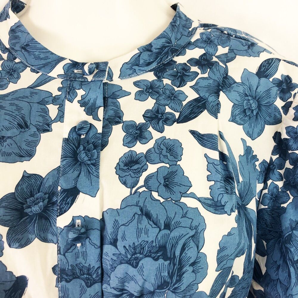 NWOT Joie Floral Puff Sleeve Shirt Dress (16) Blue & White Belted Fit & Flare - Picture 4 of 16